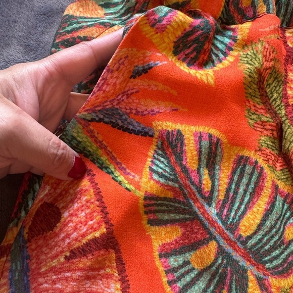 Farm Rio Birdie Orange Wide Leg Pants Size Small - Picture 6 of 9